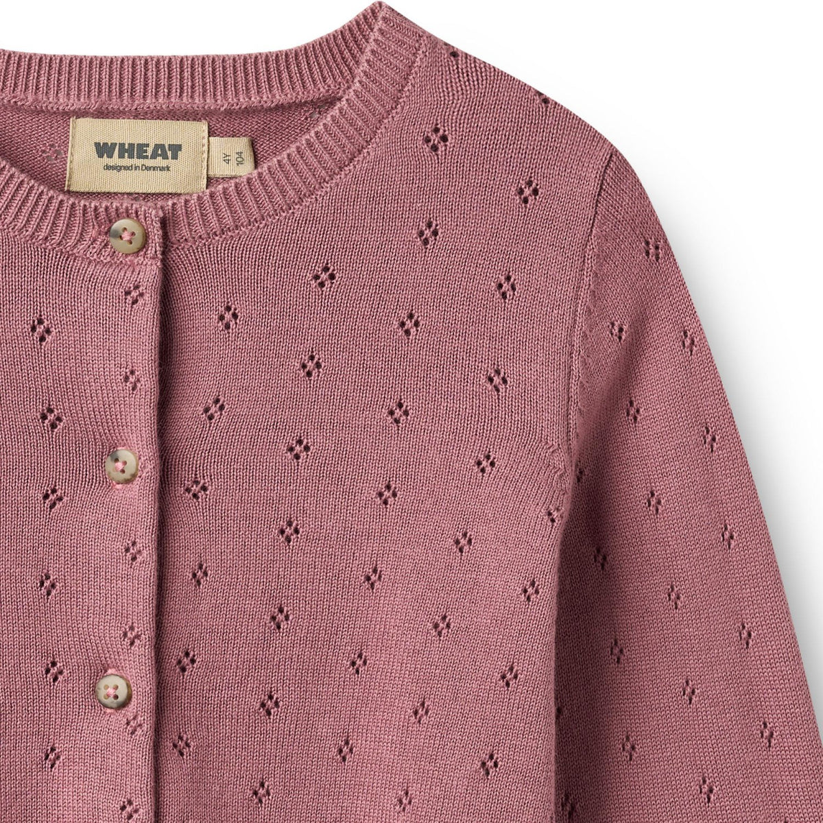 Wheat Warm Lilac Stickad Cardigan Maia