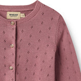 Wheat Warm Lilac Stickad Cardigan Maia