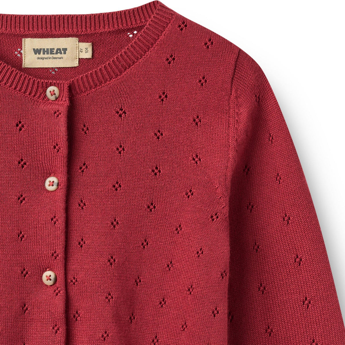 Wheat Red Cherry Stickad Cardigan Maia