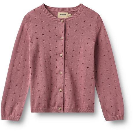 Wheat Warm Lilac Stickad Cardigan Maia