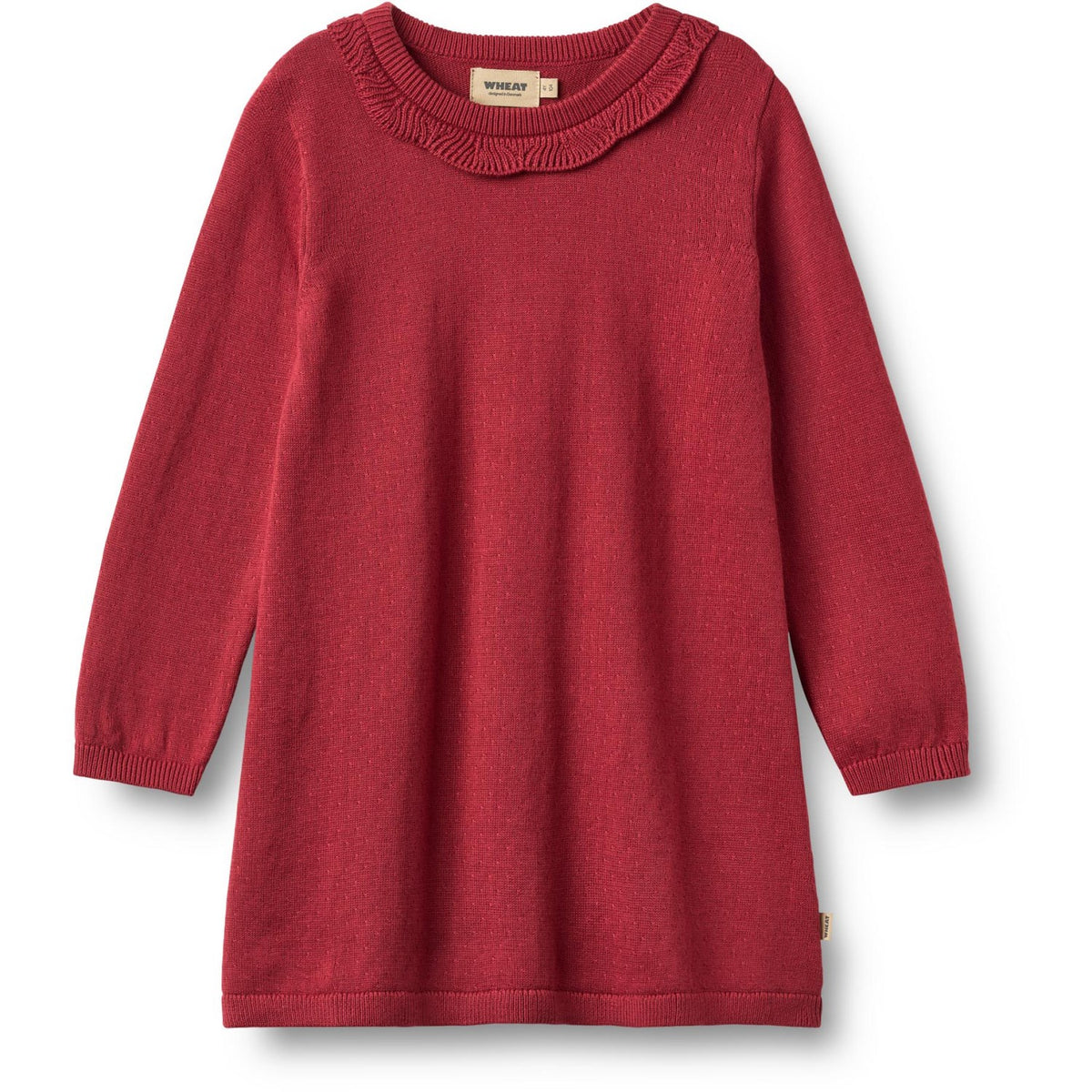 Wheat Red Cherry Stickad Klänning L/S Nannie