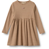 Wheat Warm Hazel Stripe Jersey Klänning L/S Embroidery Sessa
