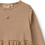 Wheat Warm Hazel Stripe Jersey Klänning L/S Embroidery Sessa