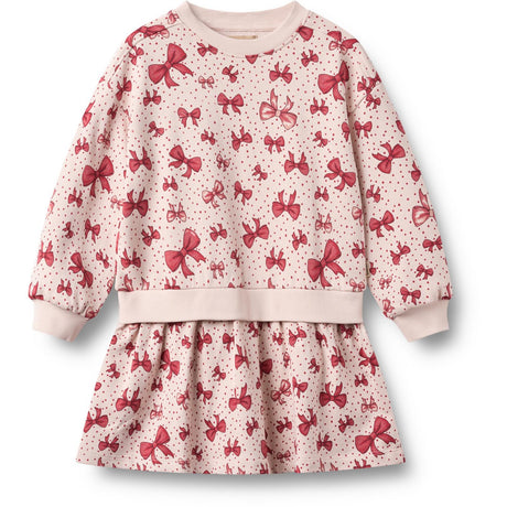 Wheat Almond Peach Bows Sweat Klänning L/S Maggie