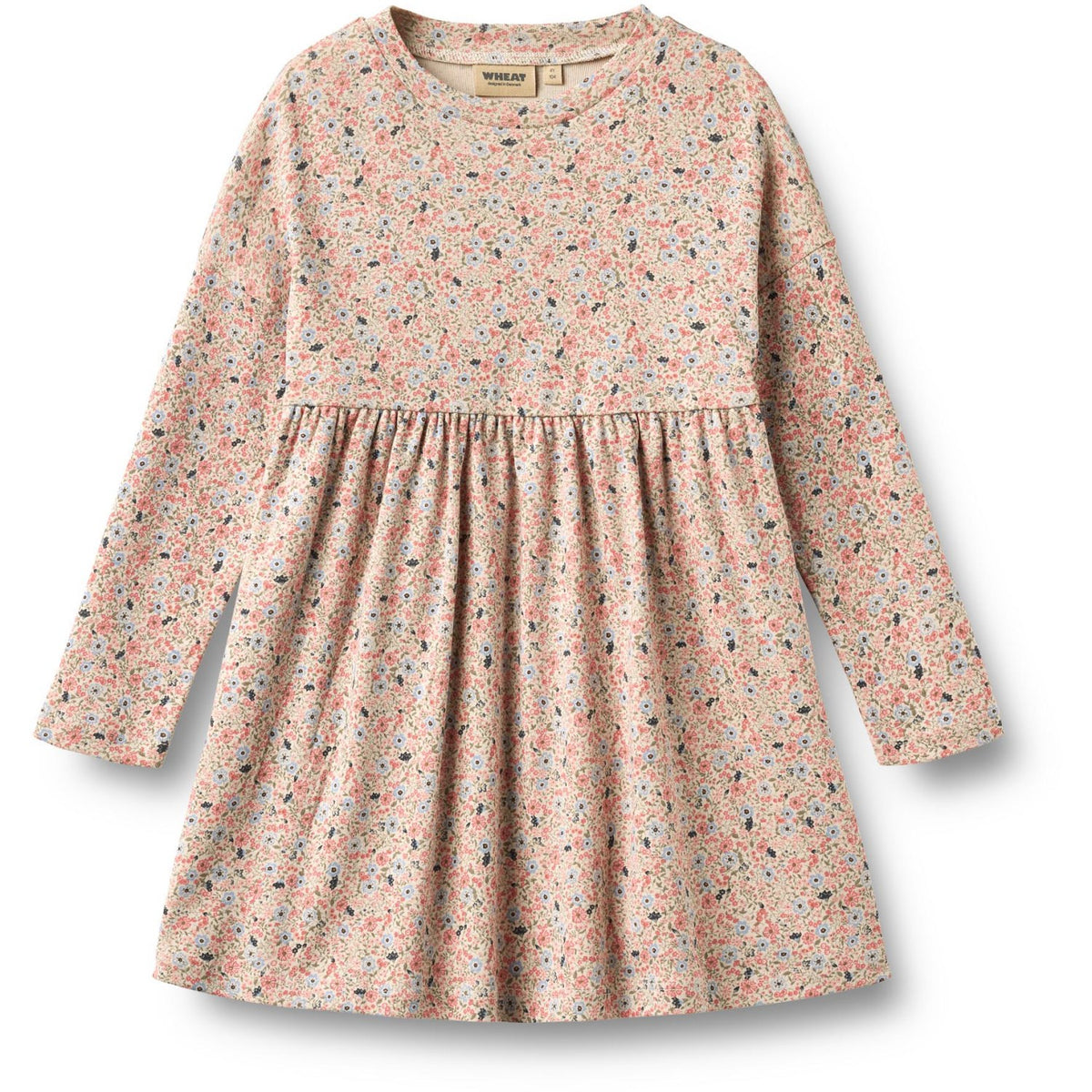 Wheat Grey Cloud Flowers Jersey Klänning L/S Emmy