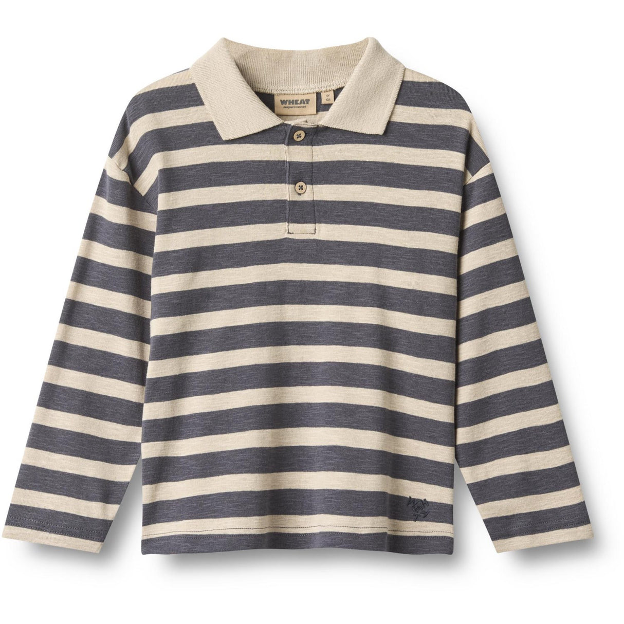 Wheat Greyblue Stripe Pikétröja Skjorta L/S Fred