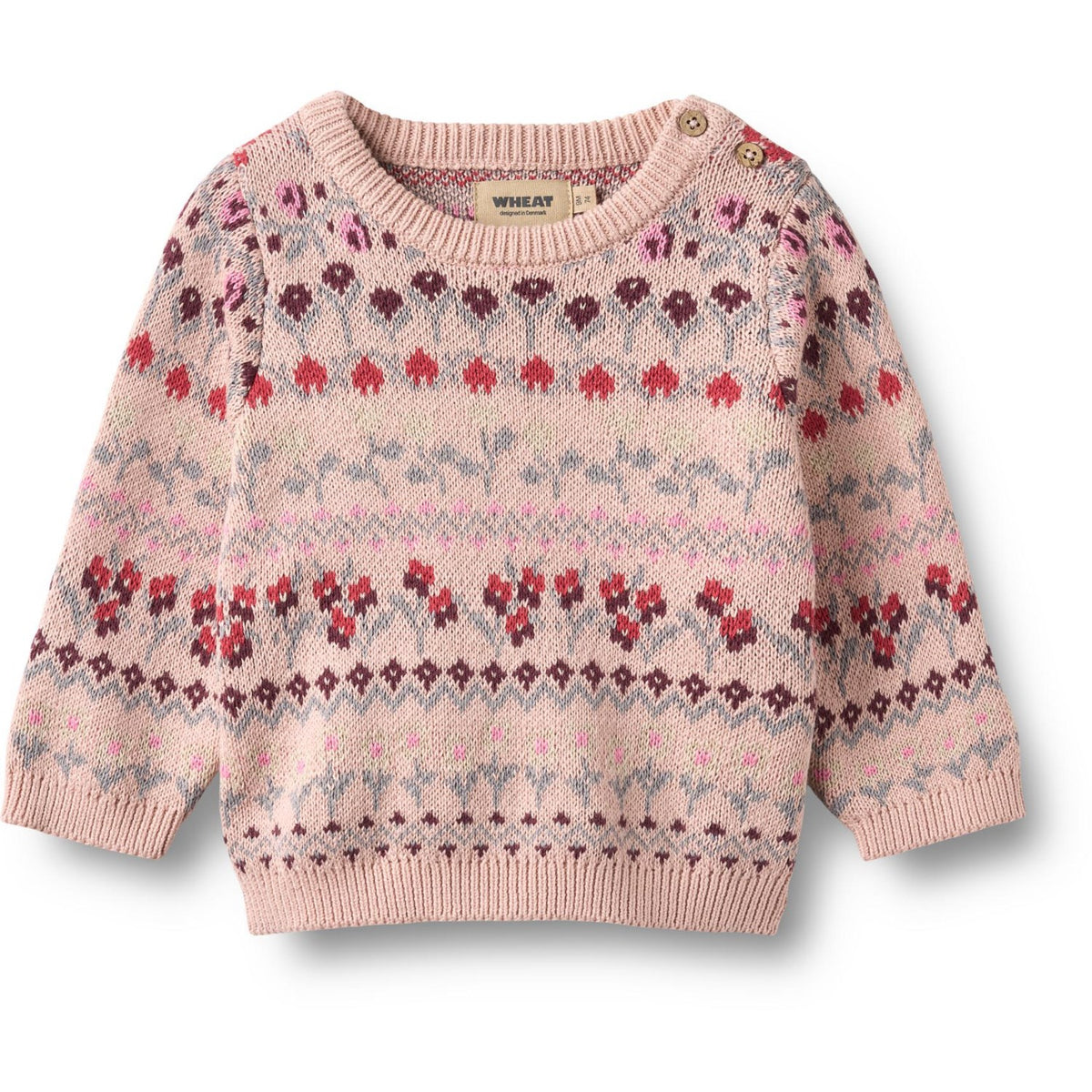 Wheat Dim Rose Jacquard Pullover Mikmak