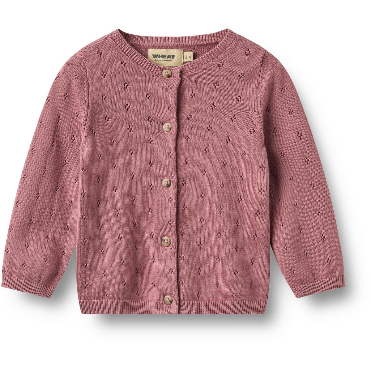 Wheat Warm Lilac Stickad Cardigan Maia