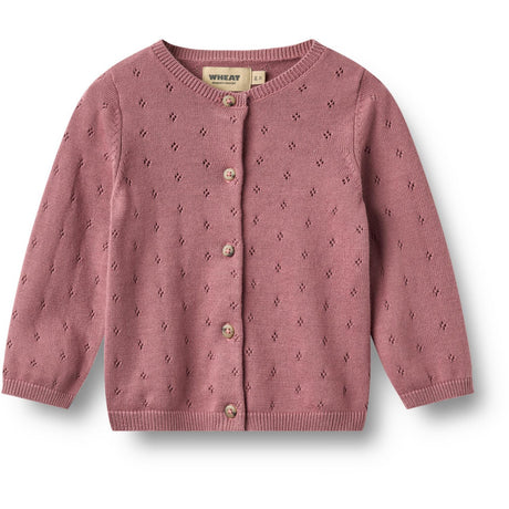Wheat Warm Lilac Stickad Cardigan Maia