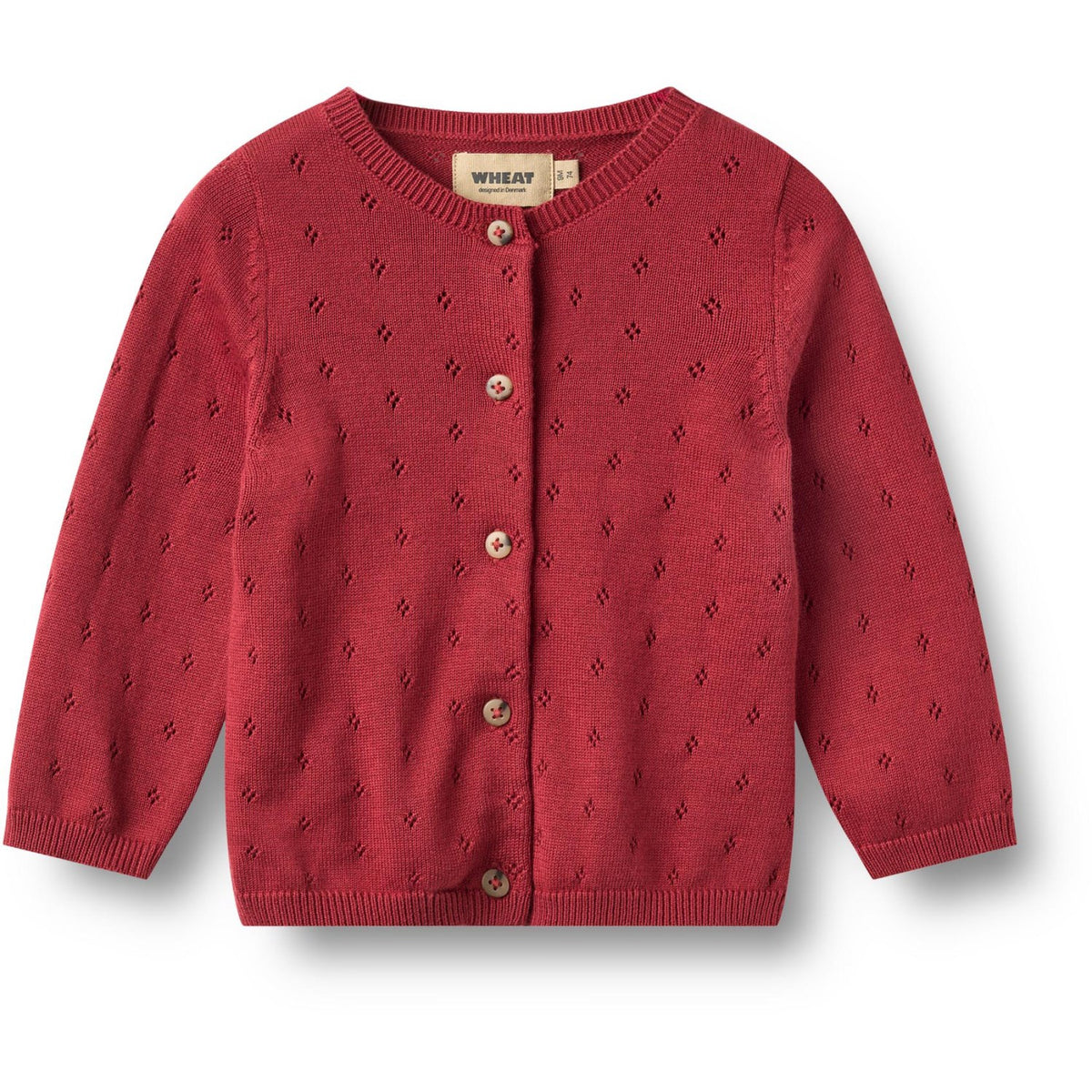 Wheat Red Cherry Stickad Cardigan Maia
