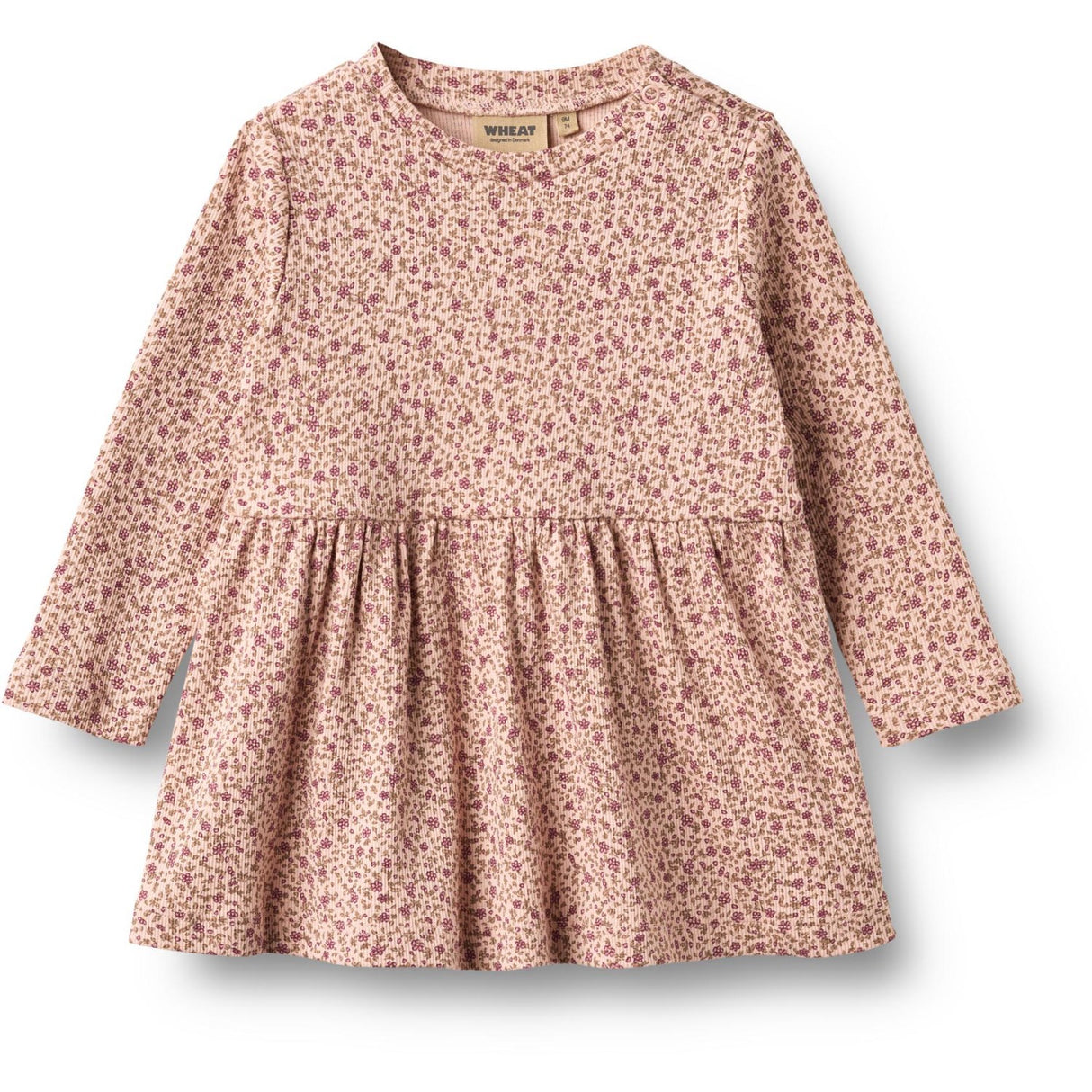 Wheat Dime Rose Small Flowers Jersey Klänning L/S Sessa