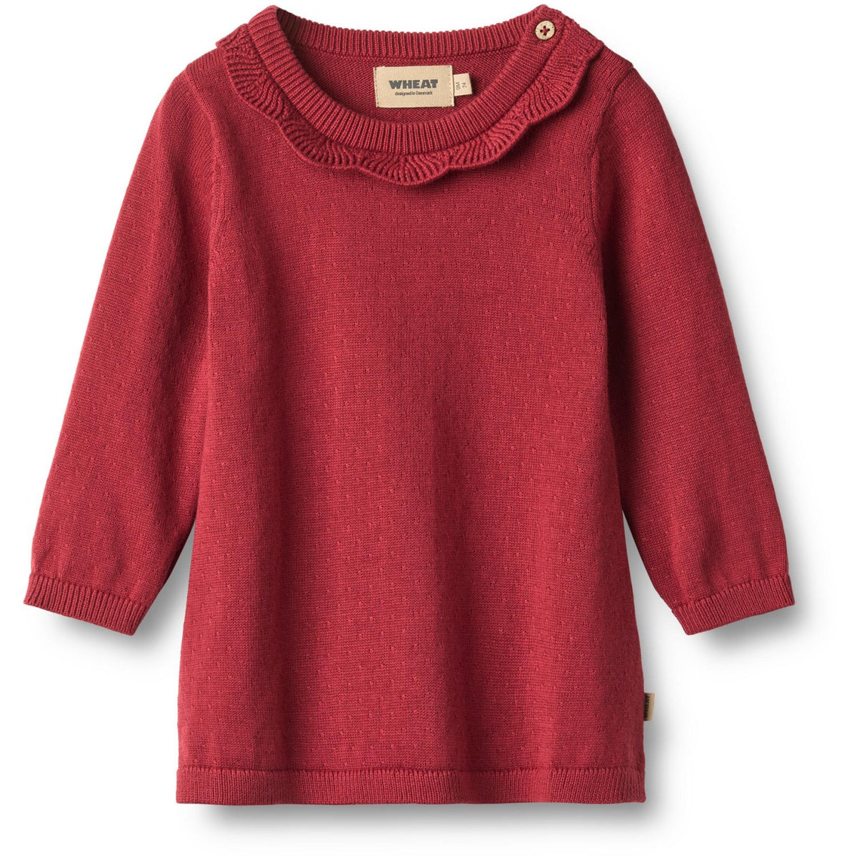 Wheat Red Cherry Stickad Klänning L/S Nannie