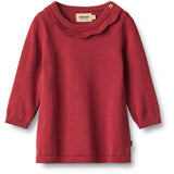 Wheat Red Cherry Stickad Klänning L/S Nannie