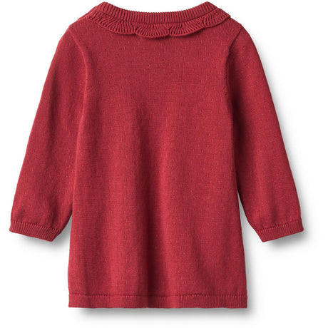 Wheat Red Cherry Stickad Klänning L/S Nannie
