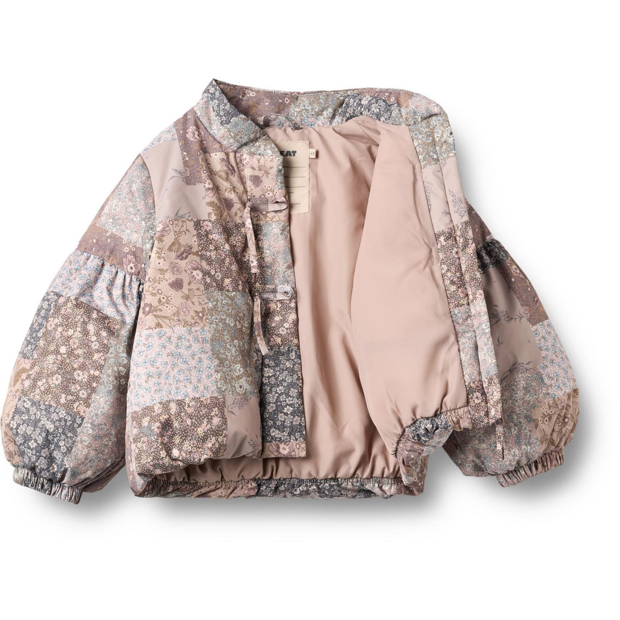 Wheat Patchwork Flowers Puffer Jacka Zallie