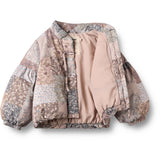Wheat Patchwork Flowers Puffer Jacka Zallie
