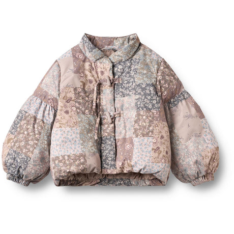 Wheat Patchwork Flowers Puffer Jacka Zallie