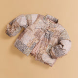 Wheat Patchwork Flowers Puffer Jacka Zallie