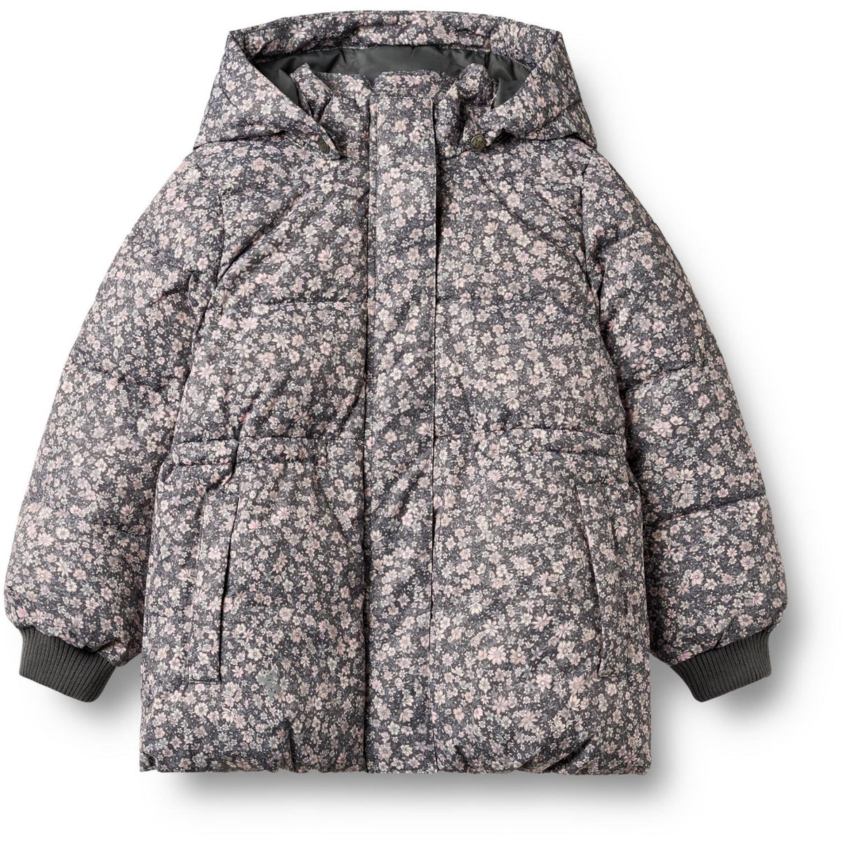 Wheat Dark Charcoal Flowers Puffer Jacka Eli