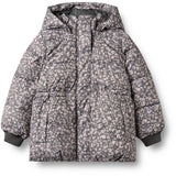 Wheat Dark Charcoal Flowers Puffer Jacka Eli
