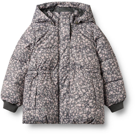 Wheat Dark Charcoal Flowers Puffer Jacka Eli