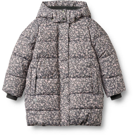 Wheat Dark Charcoal Flowers Puffer Täcka Yrsa