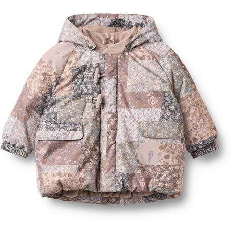 Wheat Patchwork Flowers Puffer Jacka Billo