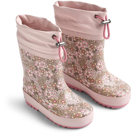 Wheat Dim Rose Flowers Rubber Stövlar Thermo