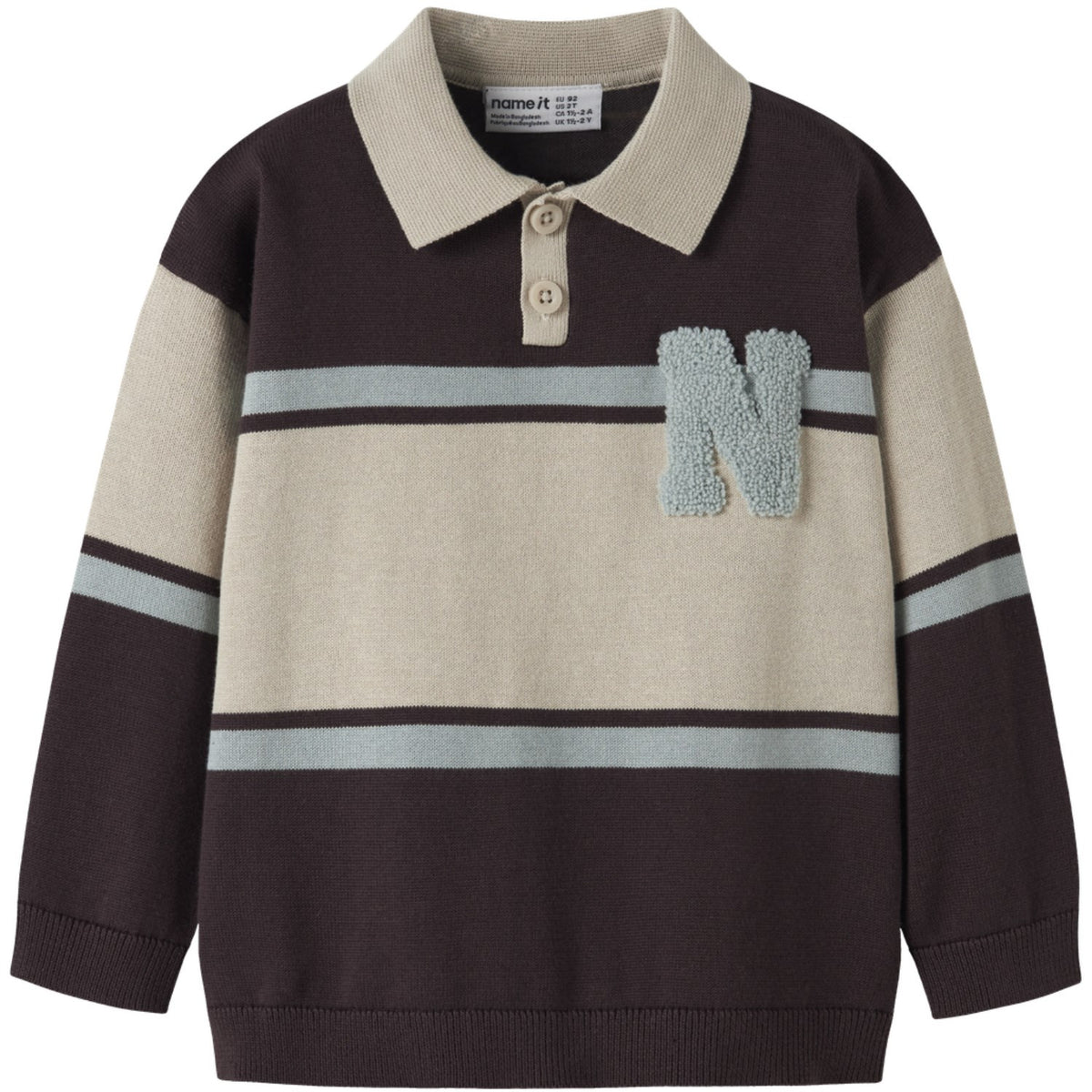 Name It Chocolate Plum With N Nmmral Ls Stickad Pikétröja