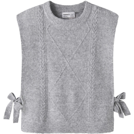 Name It Grey Melange Nkfrianni Stickad Väst