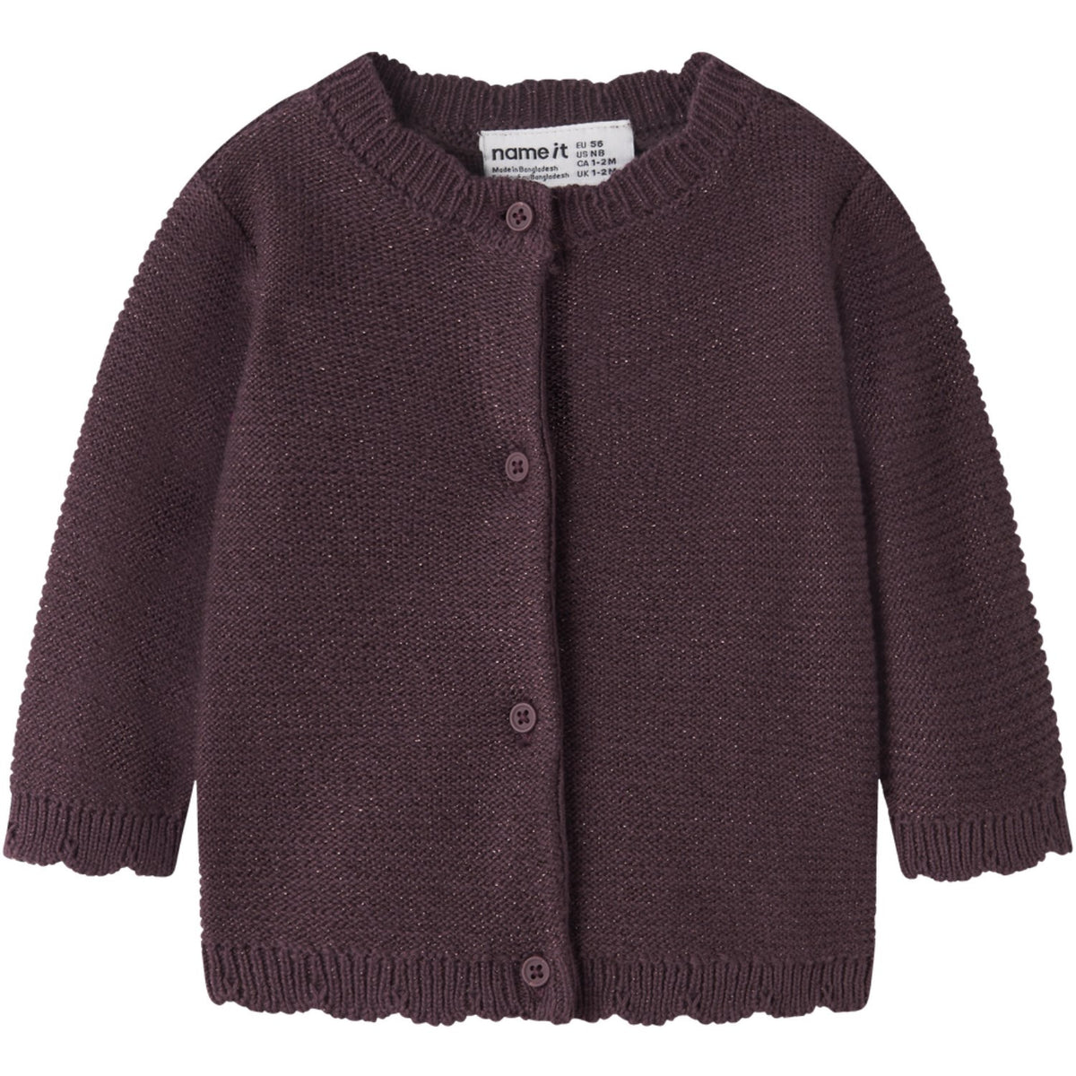 Name It Catawba Grape Tone In Tone Lurex Nbfradia Ls Stickad Card