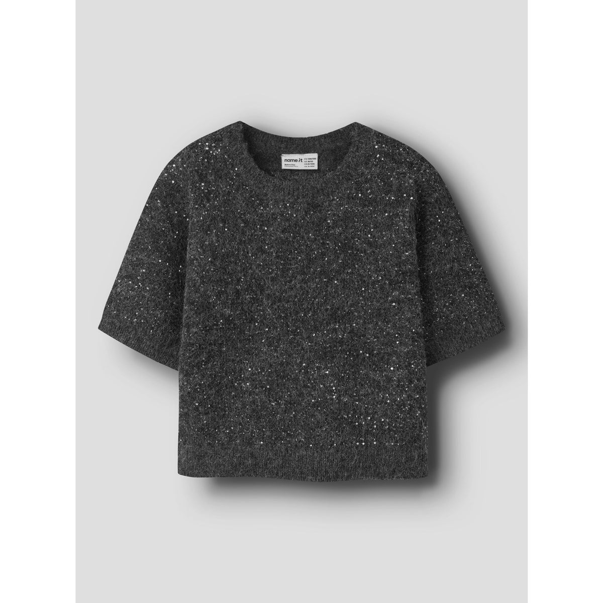 Name It Black Nkfriaglitter Ss Stickad Topp