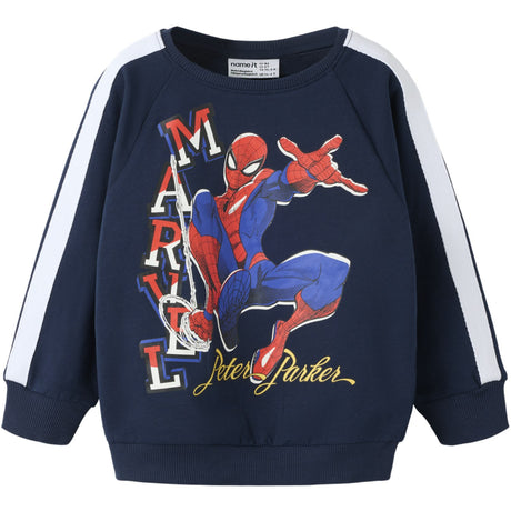 Name It Navy Blazer Nmmolindo Spider Nreg Sweat Bru Mar