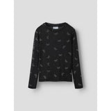 Name It Black Bow Nkfrestin Ls Mesh Slim Topp