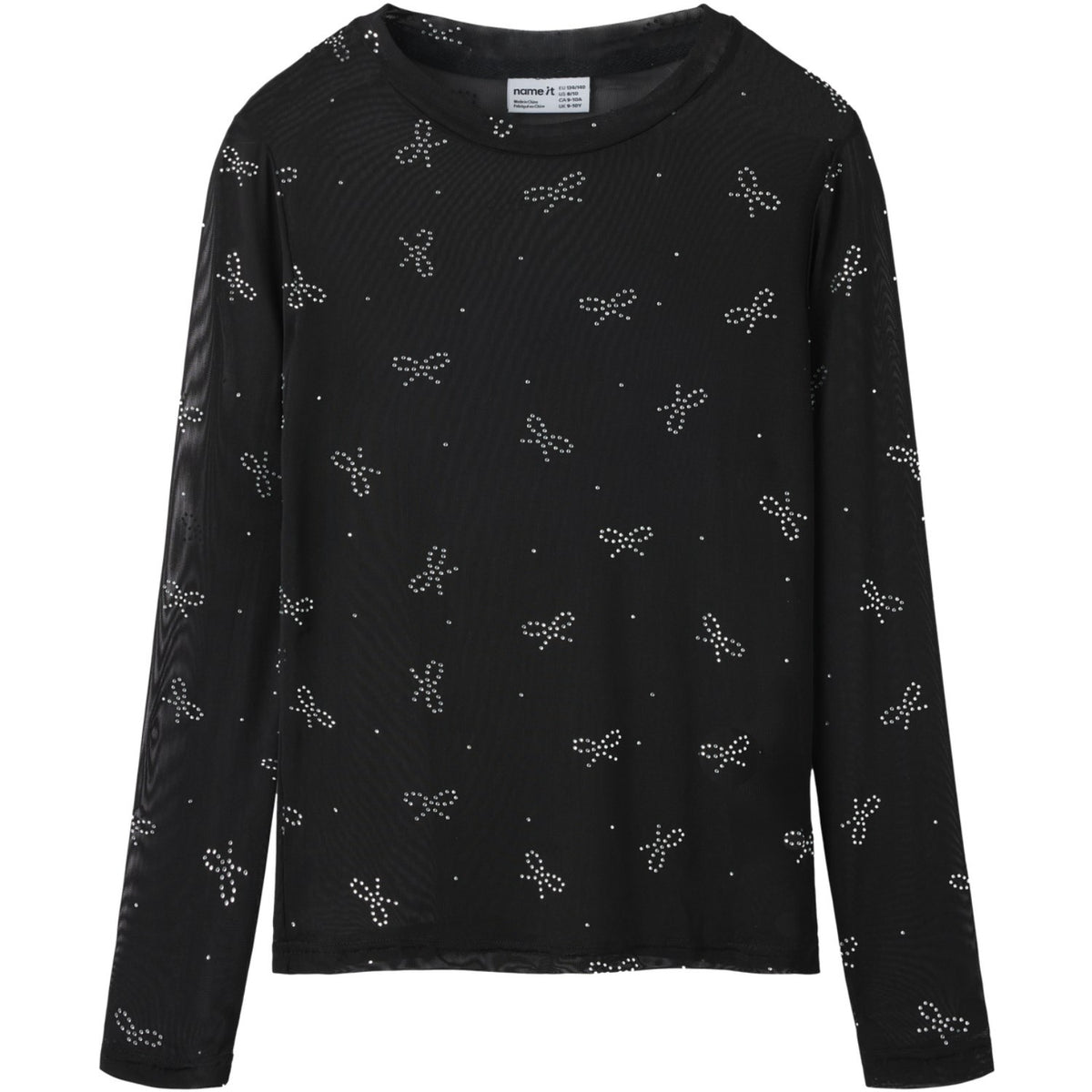 Name It Black Bow Nkfrestin Ls Mesh Slim Topp