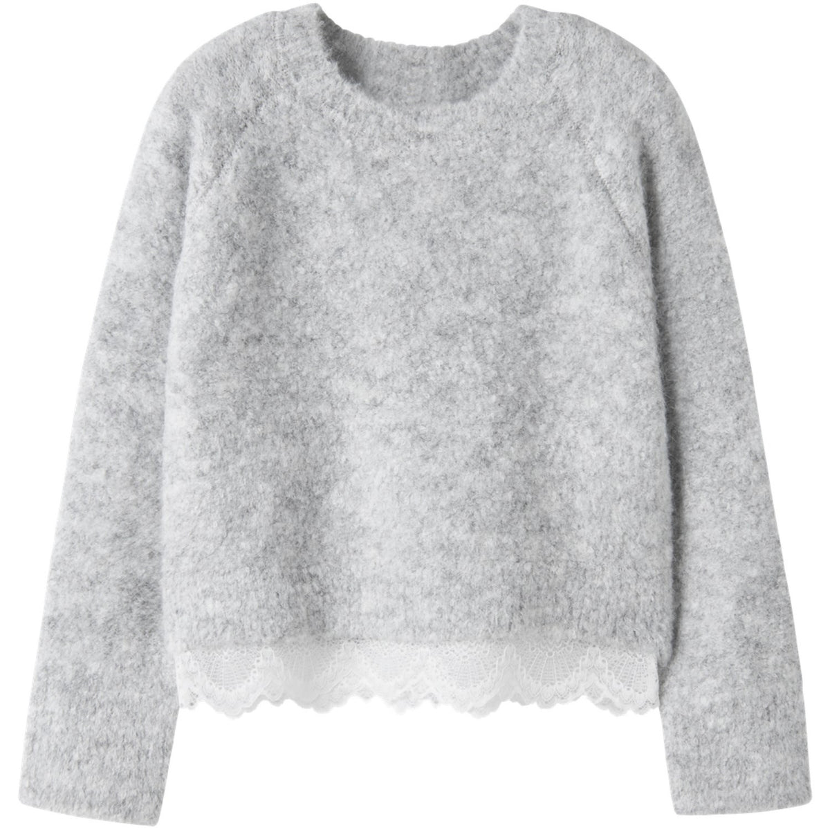 Name It Light Grey Melange Nkfsacha Ls Loose Stickad