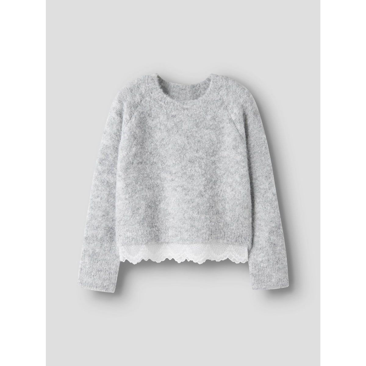 Name It Light Grey Melange Nkfsacha Ls Loose Stickad