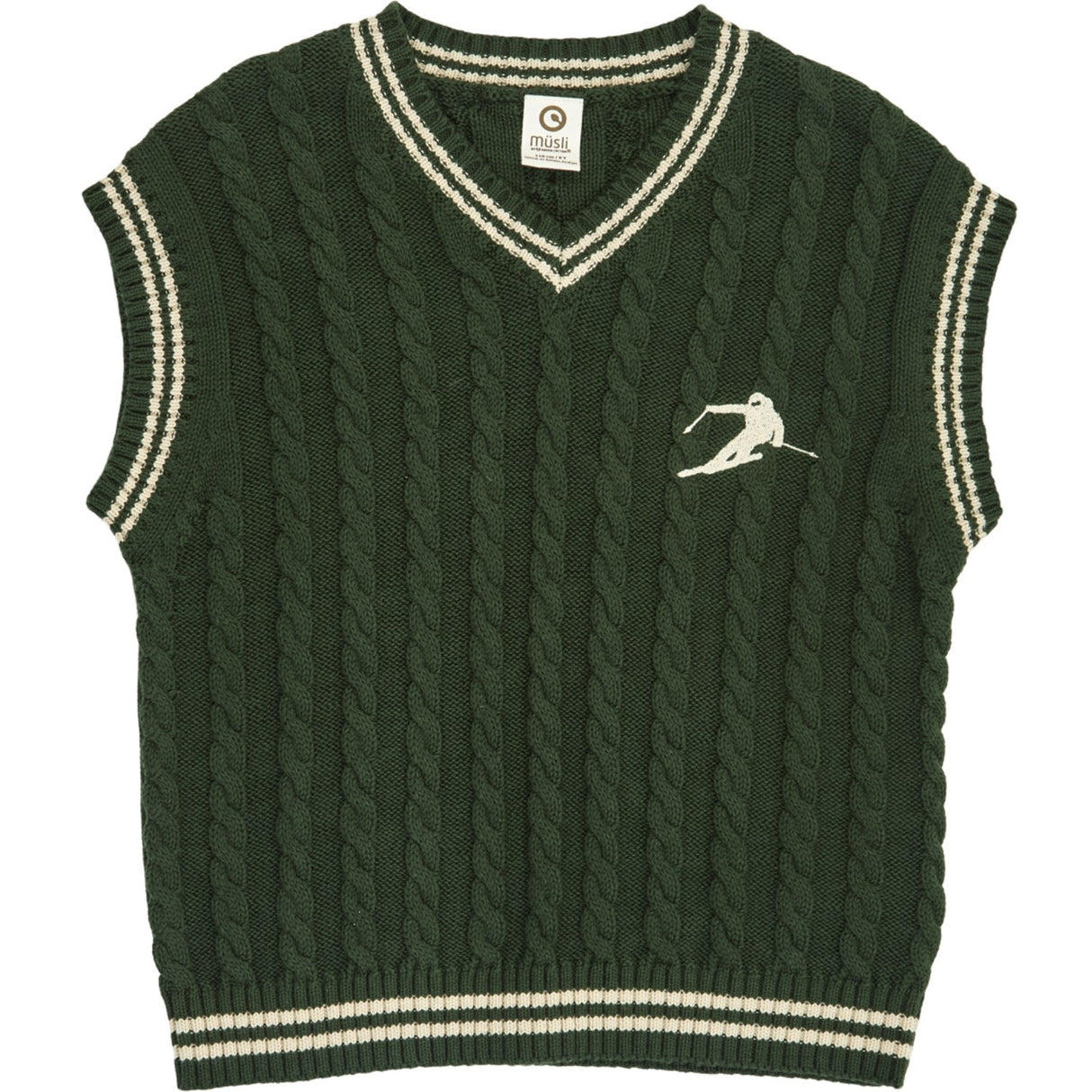Müsli Forest Green Stickad Cable Väst