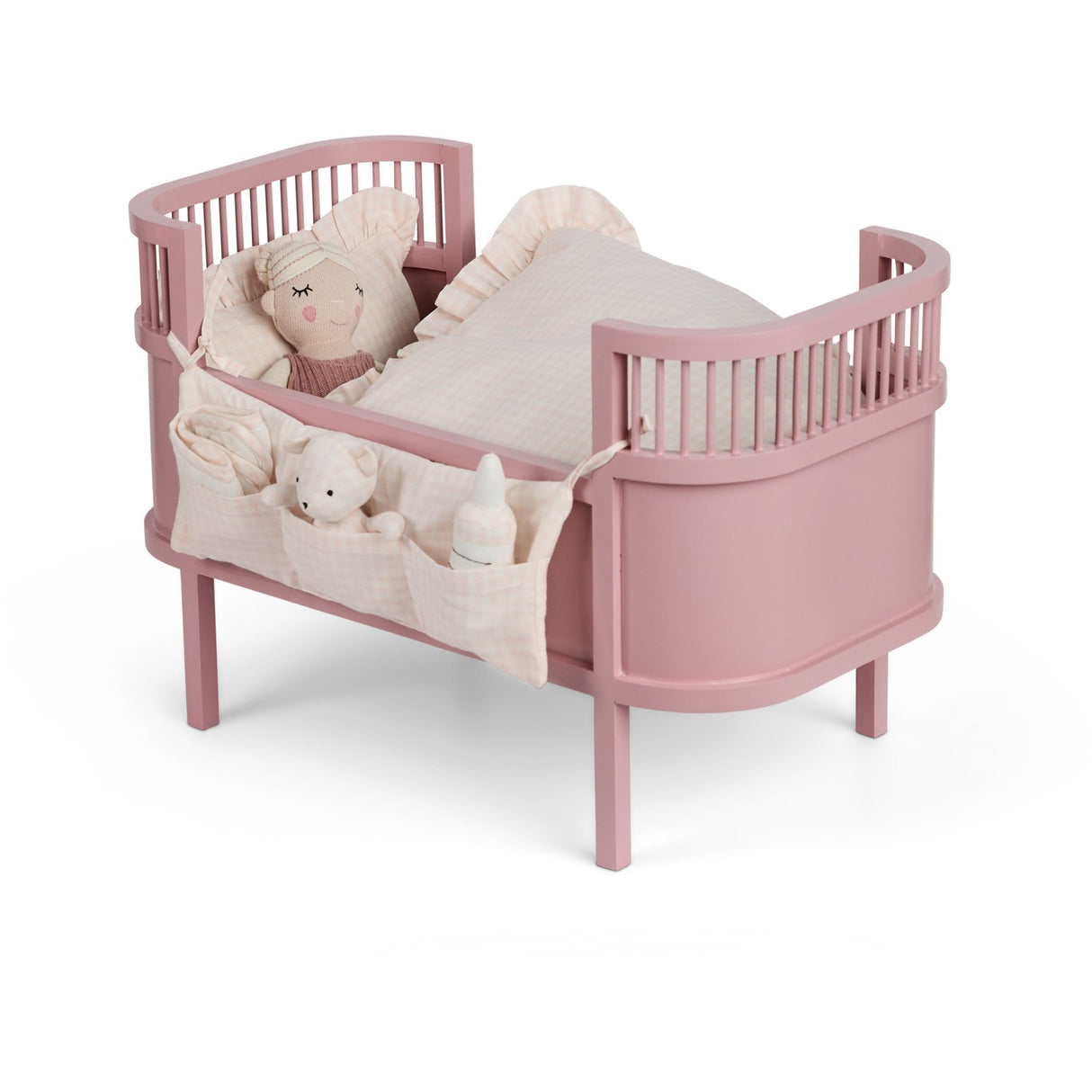 Smallstuff Delicate Rose Gingham Förvaring Med Accessories Til Dukkeseng