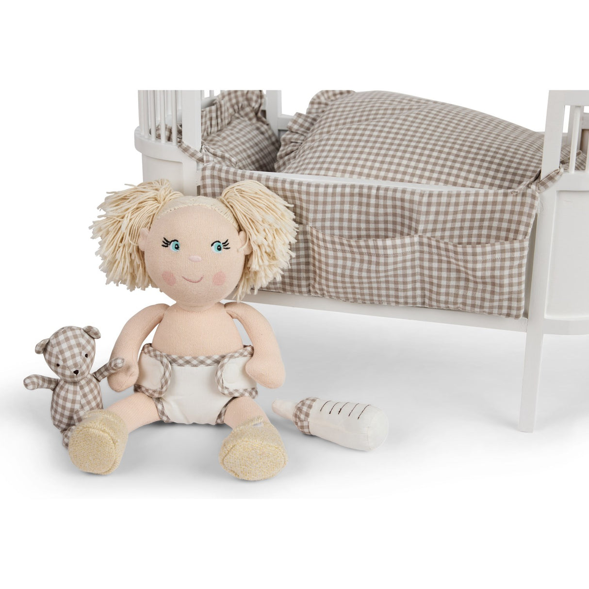 Smallstuff Delicate Nature Gingham Förvaring Med Accessories Til Dukkeseng
