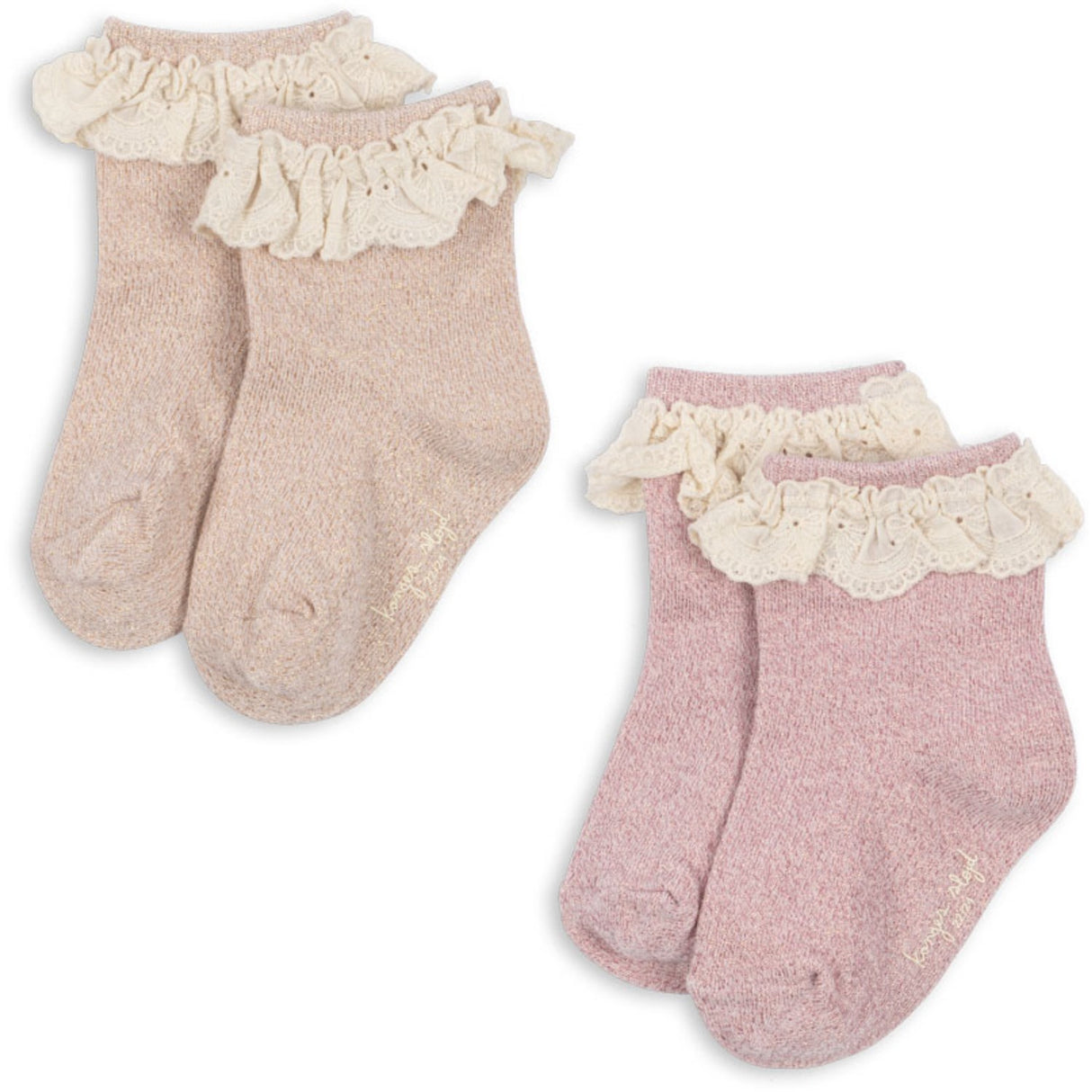 Konges Sløjd Rosette 2 Pack Glitter Frill Strumpor