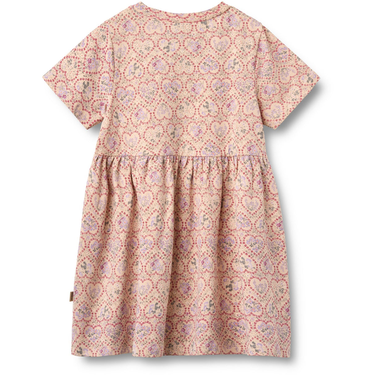 Wheat Magenta Heart Flowers Jersey Klänning S/S Anna