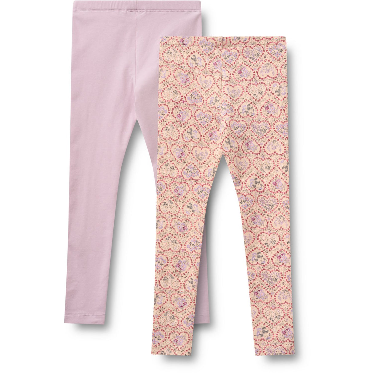 Wheat Magenta Heart Flowers 2 Leggings Jules