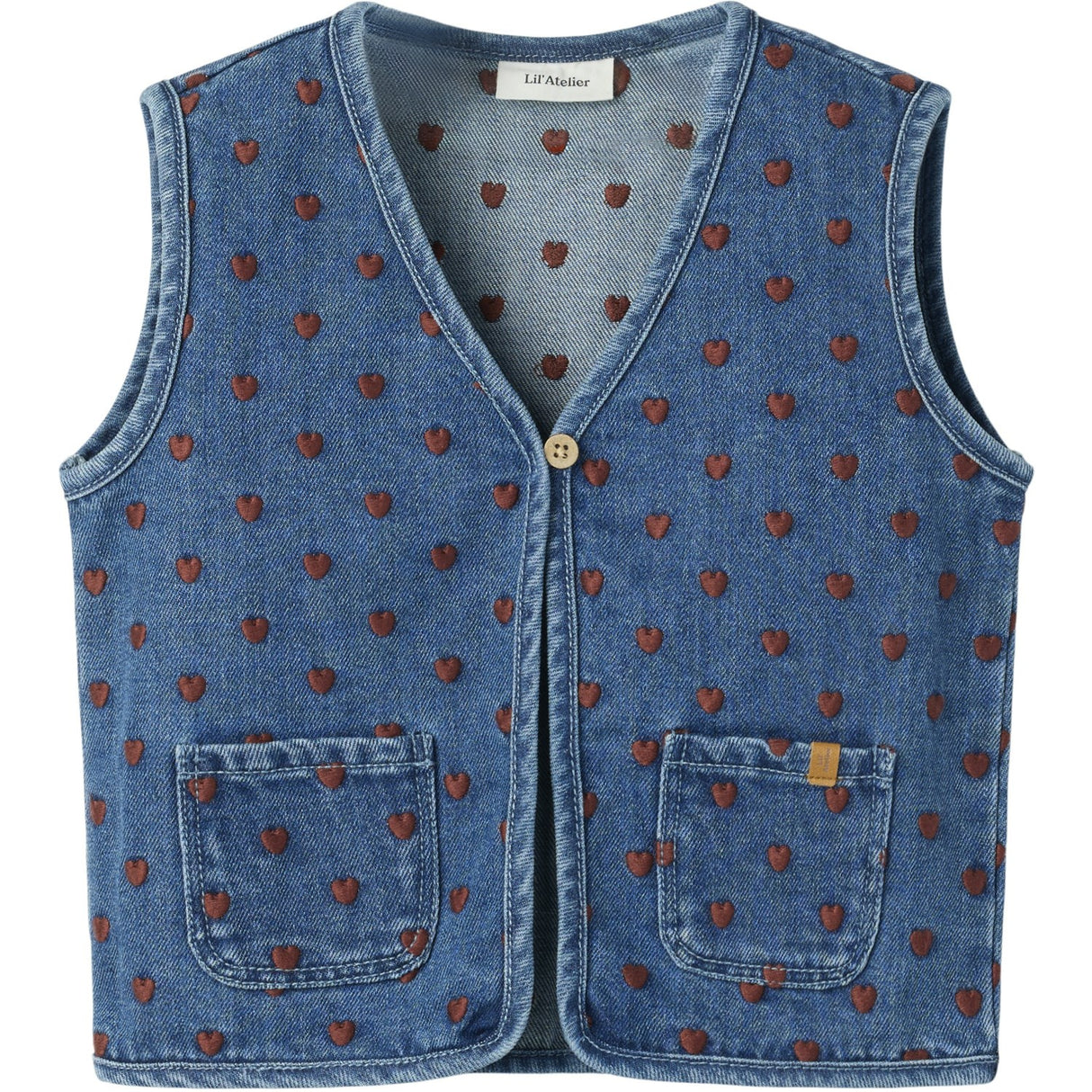 Lil'Atelier Dark Blue Denim Hearts Nmfliva Loose Dnm Väst 2001-Se Lil