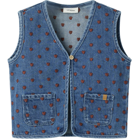 Lil'Atelier Dark Blue Denim Hearts Nmfliva Loose Dnm Väst 2001-Se Lil