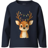 Name It Navy Blazer Reindeer Lights Nmfvosmas Ls Nreg Topp