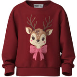 Name It Red Dahlia Reindeer Bow Nmfvertrud Ls Nreg Sweat Bru