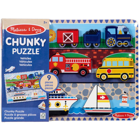 Melissa & Doug Multifarvet Pussel - Chunky Brikker - Køretøjer