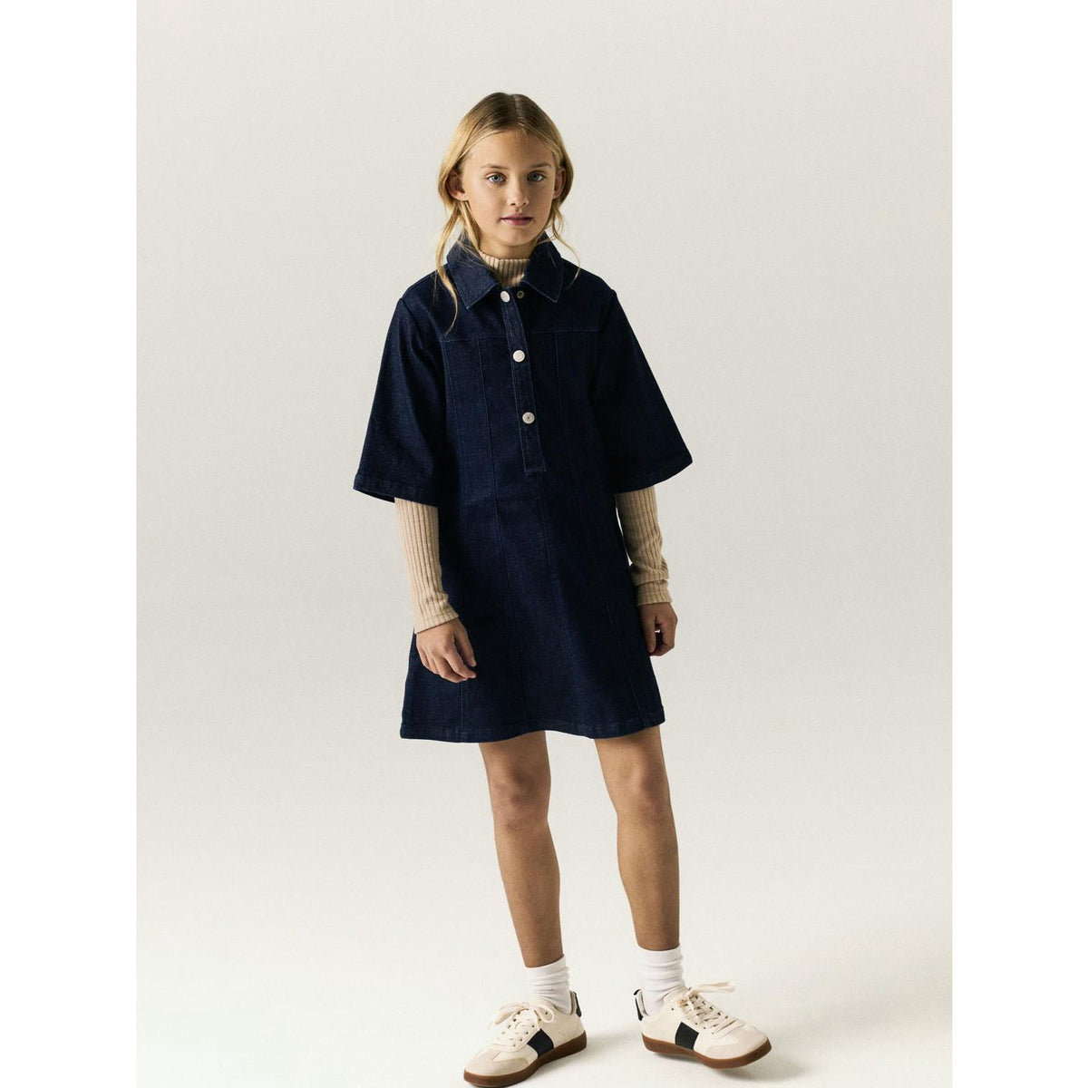 Name It Dark Blue Denim Nkfember 2/4 Dnm Glitter Klänning 1208-Lu