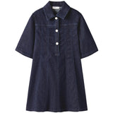 Name It Dark Blue Denim Nkfember 2/4 Dnm Glitter Klänning 1208-Lu